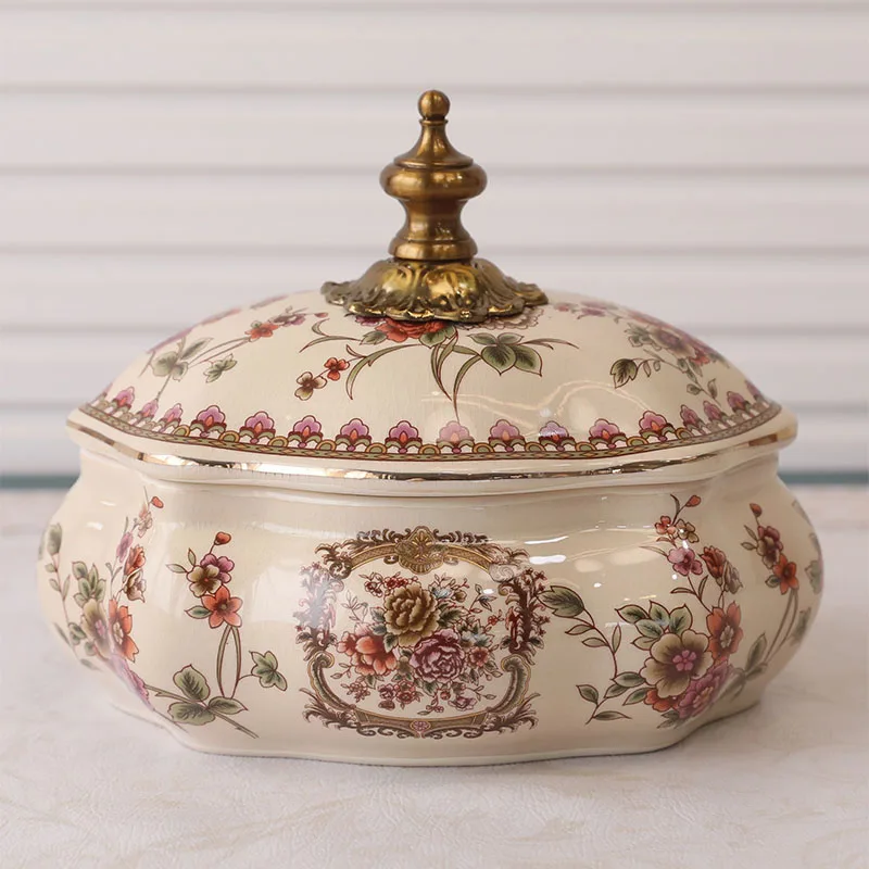 European alloy ceramic storage jar, American new Chinese candy and snack jar, creative key accessory storage box