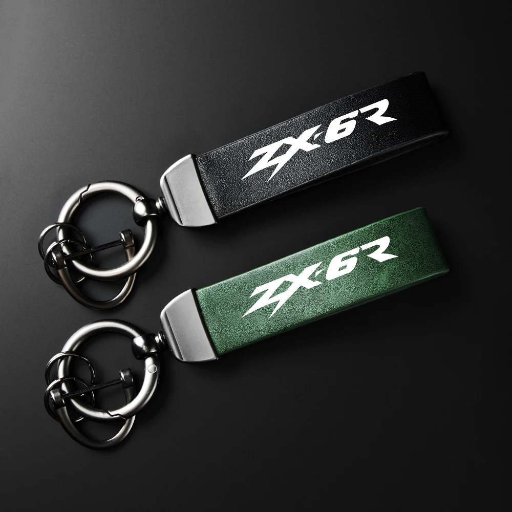 

For Kawasaki Ninja ZX-6R ZX 6 R ZX6R ZX 6R Holder Carbon Leather Keyring Motorcycle High-Grade leather Keychain Accessories Logo
