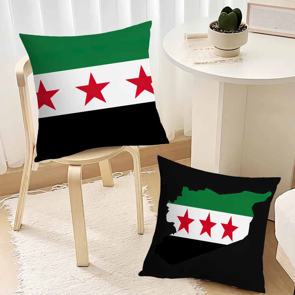 S-Syrian Arab Republic Flag cushion cover Living Room Accent Couch Back Support Square Lounge Restful Nap Companion Pillow Case