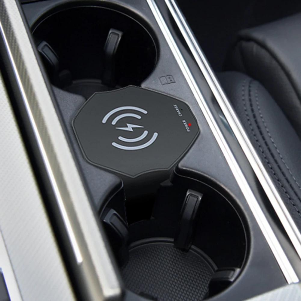 Cup Holder Mount 15W Magnetic Charger In-car Charging Rounded Edges Design Built-in Magnetic Ring Anti-slip Panel
