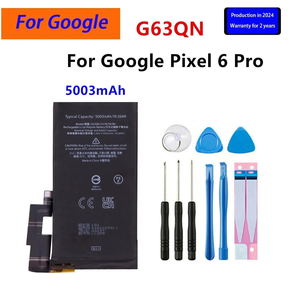 

100% Orginal G63QN 5003mAh Replacement Battery For HTC Google Pixel 6 Pro Pixel 6Pro Mobile Phone Batteries+Tools