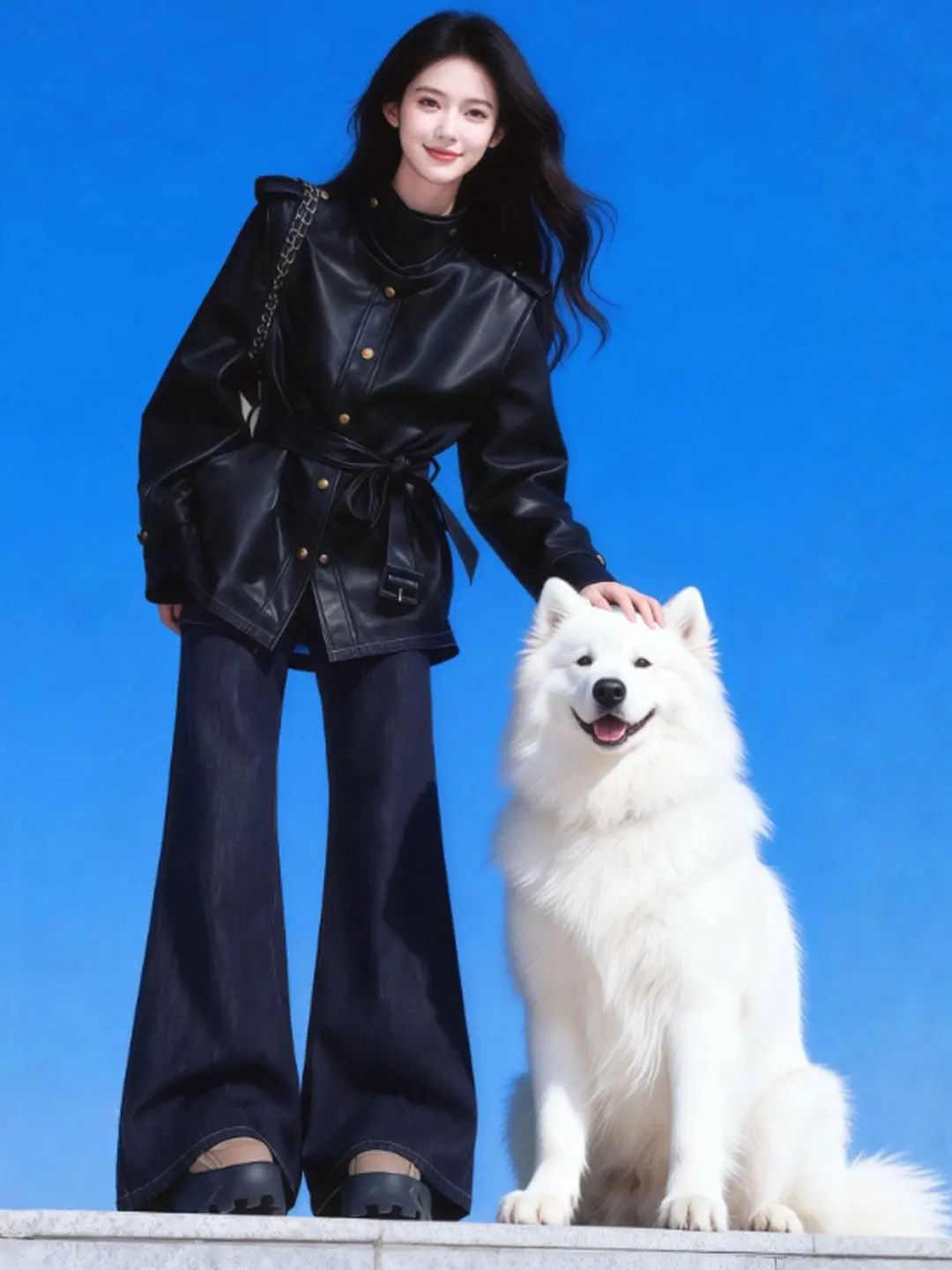 Jaqueta Coreana de Couro PU com Cinto, Tendência Primavera 2026, Casaco Longo Moderno para Jovens