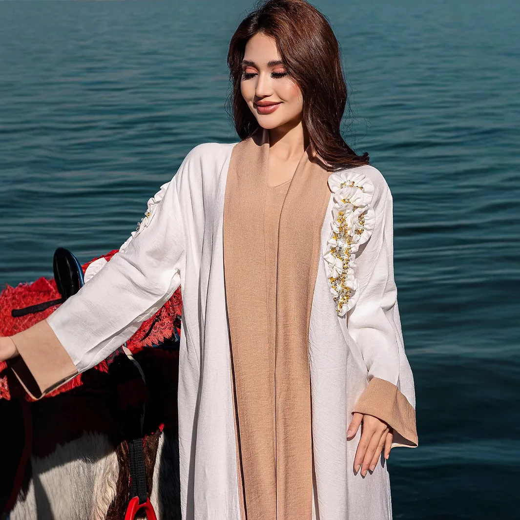 

2pcs Muslim Women Matching Set Kimono Abaya Long Dress Dubai Abaya Turkey Kaftan Eid Islam Jalabiya Caftan Marocain Femme Robe