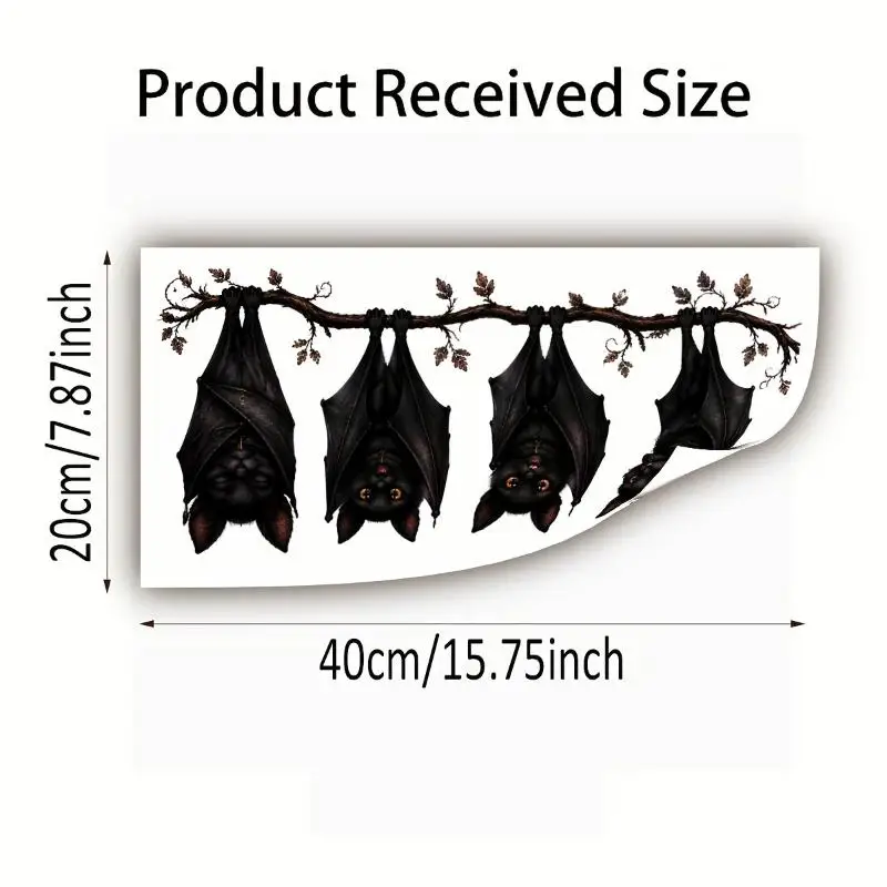 1pc Halloween Hanging Bats Window Sticker | Black Witch Bat Branch Wall Decal | Removable High Quality Home Decor For Window, Do