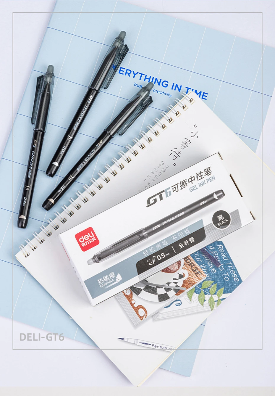 Deli löschbarer Gelstift, 0,5 mm, poröse Spitze, schwarze/blaue Tinte mit wärmeempfindlichen, löschbaren Radiergummis, nachfüllbarer Schreibstift für Kinder – Detail 13