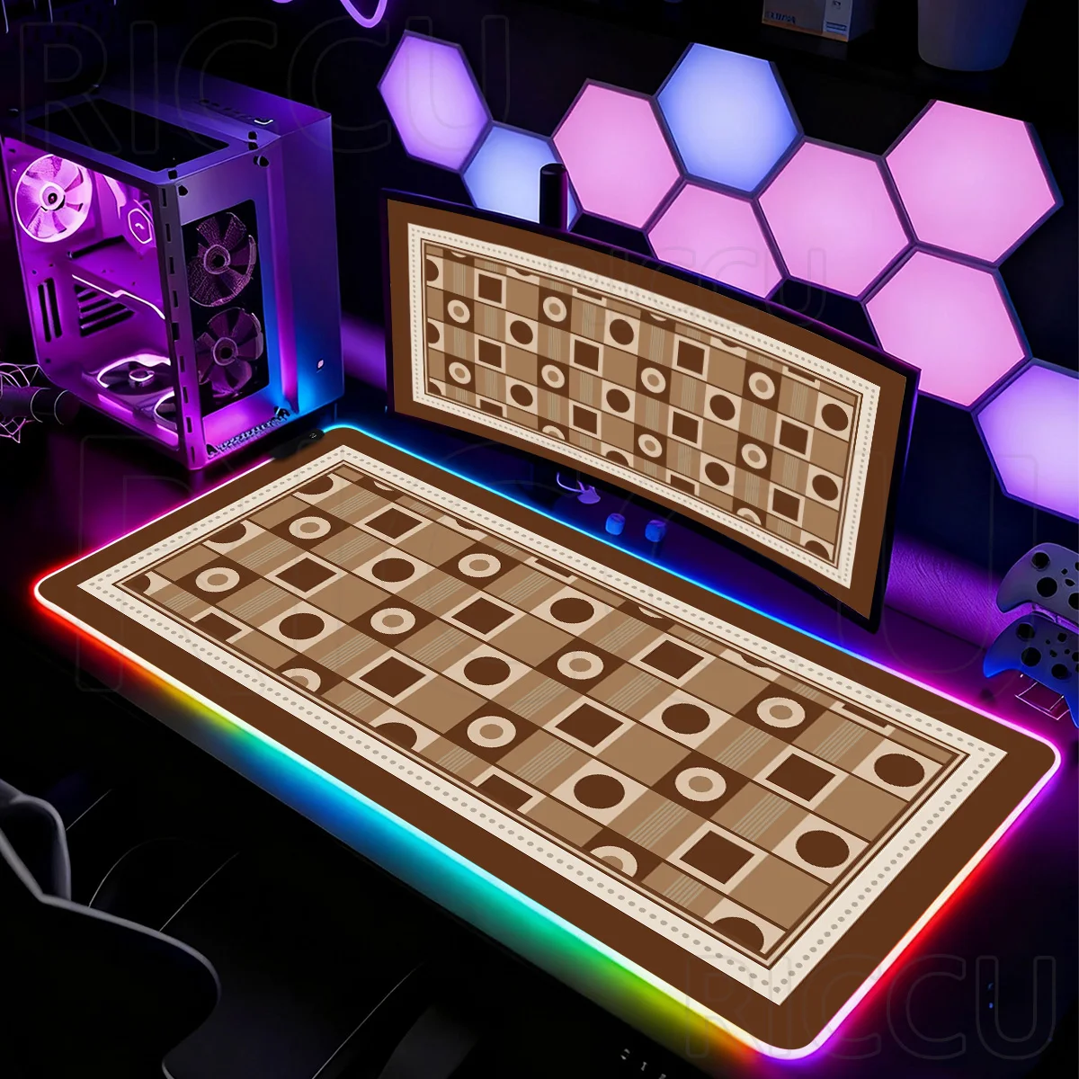 

RGB HD XXL Rubber Mousepad Flower lace Aesthetics Mouse Pad Placemat Large Office Carpet Computer PC Accessories LED Desk Mat
