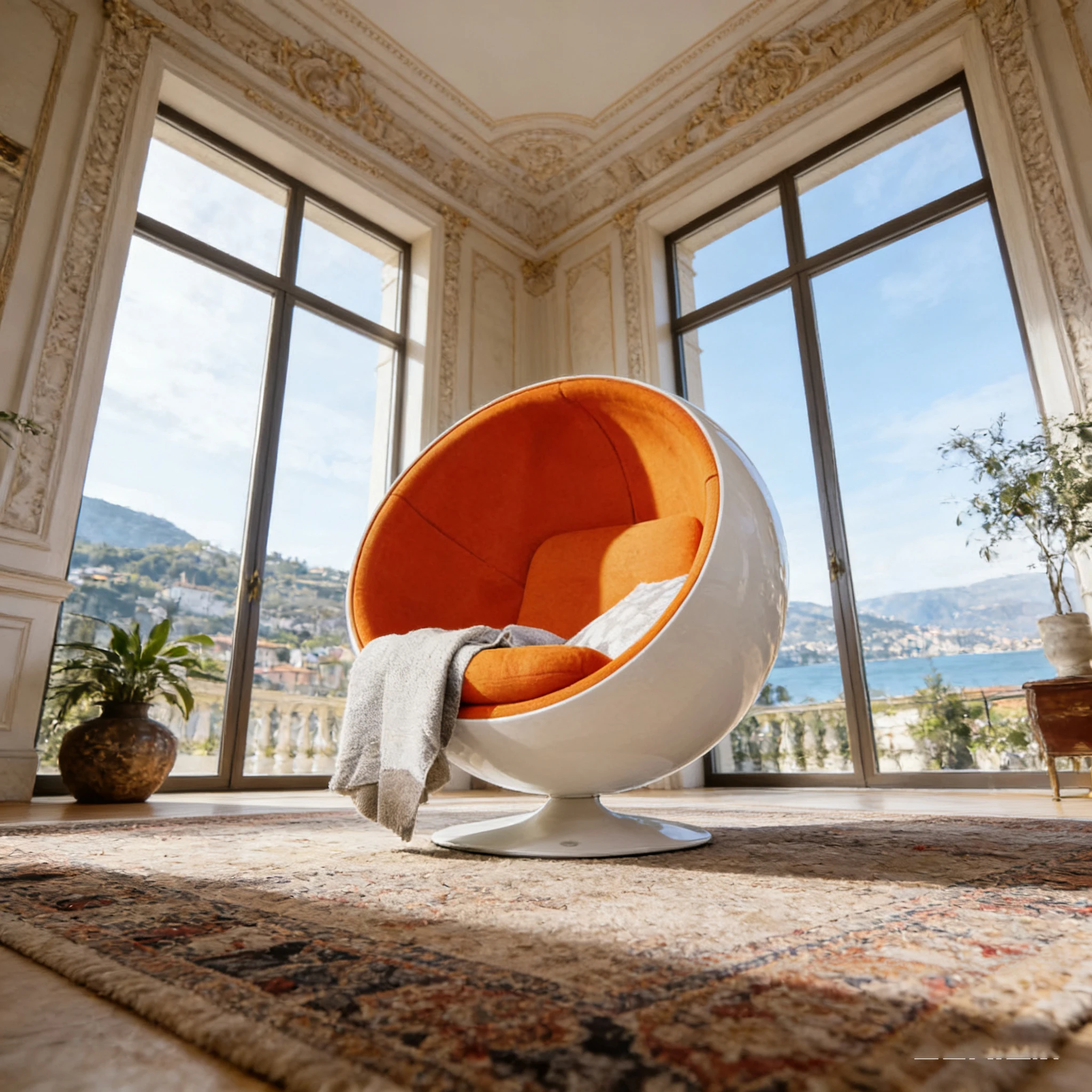 

klSpherical Two Tone Rotatable Leisure Chair Lamb Wool Fabric Living Room Single Chair！