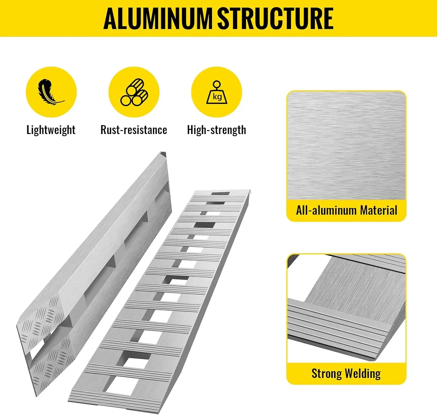 84x14 Inch Aluminum Ramps 6000LBS Capacity Car Trailer Truck ATV Ramps 1 Pair 2 Ramps