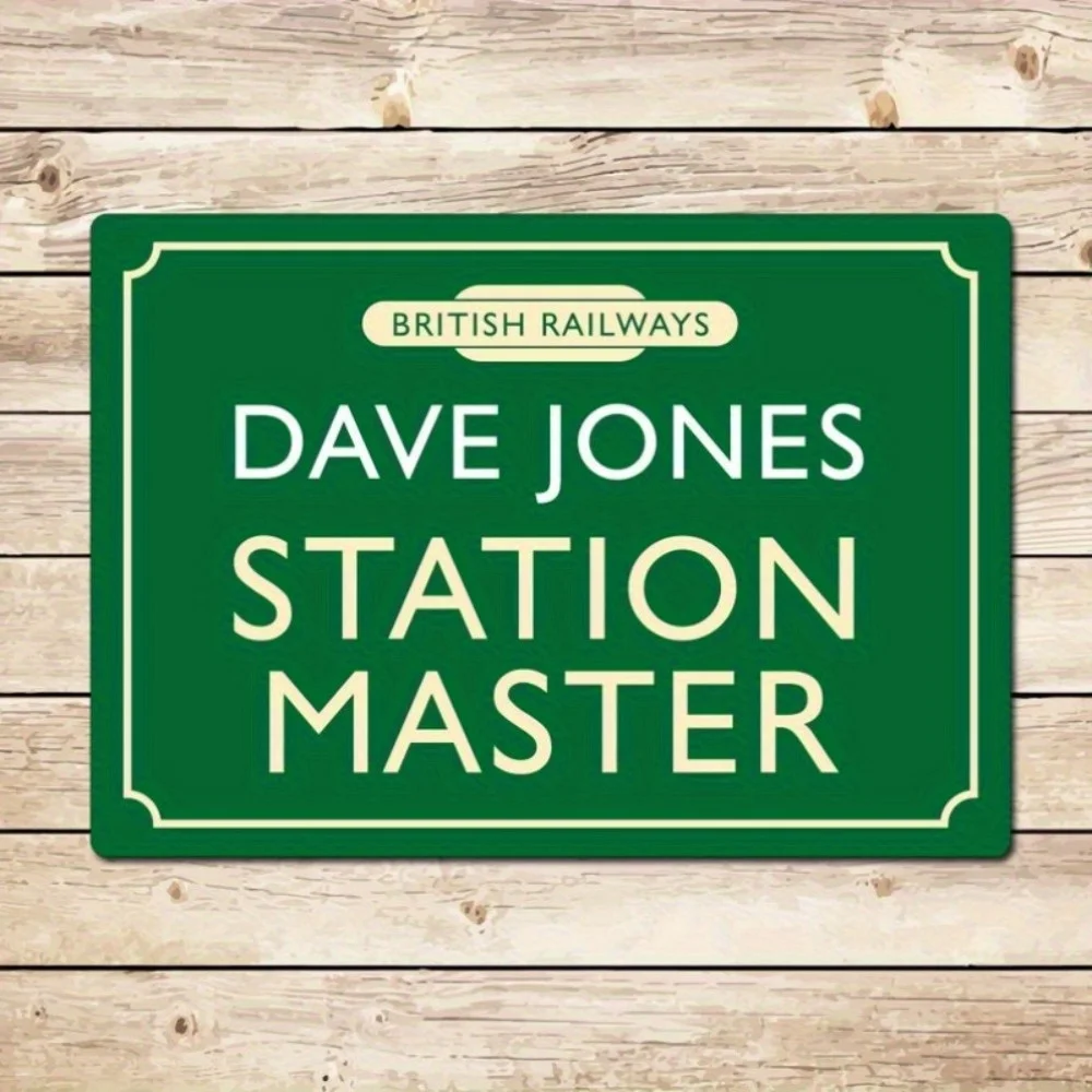 HELLOYOUNG British Railways Vintage Station Master Sign - Customizable Metal Wall Art for Outdoor Address Signs,