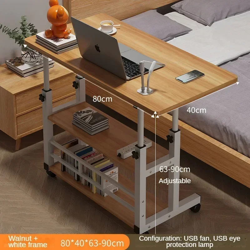 

Movable Lift Double Layer Bedside Table Laptop computer Table Practical Study Table for Bedroom Dormitory desk