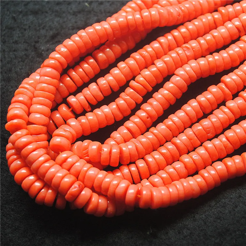 115PCS ORANGE CORAL STRANDS DISC SHAPE SIZE 3X8MM LOOSE BEADS DIY JEWELRY ACCESSORIES BEST CHOICES