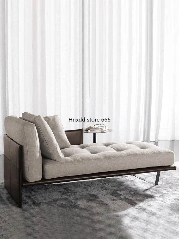 Minimal linen fabric chaise longue living room high-end beauty lounge chair