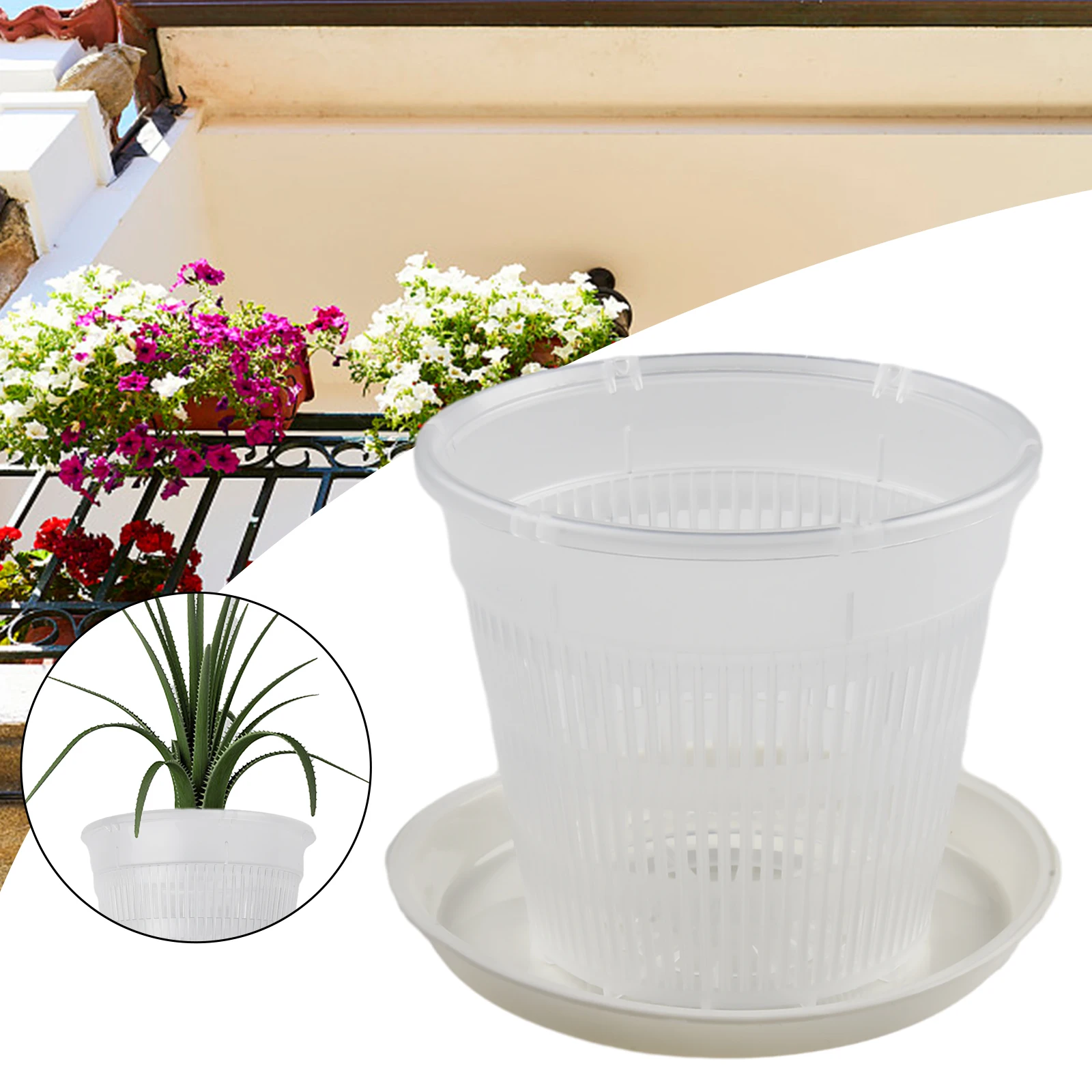 

Plant Pot Flower Pot Plastic Pots Washable Plastic Breathable Flower Pot Stand Kits Light-transmitting Moonflower