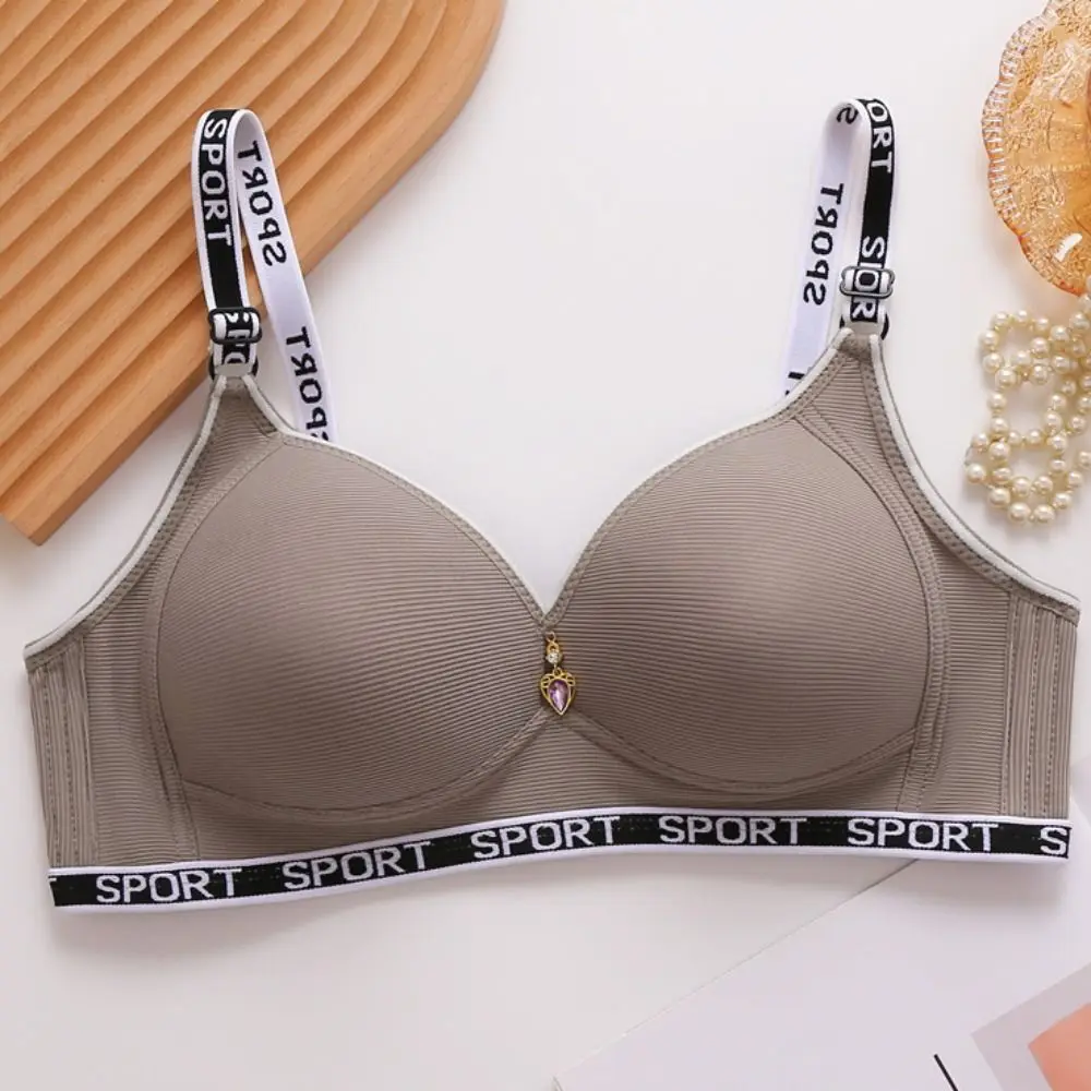 Comfortable Rhinestone Deep V Wireless Bra Seamless Beauty-back Big Size Bras Women Bralette Letter Push Up Bra Elderly