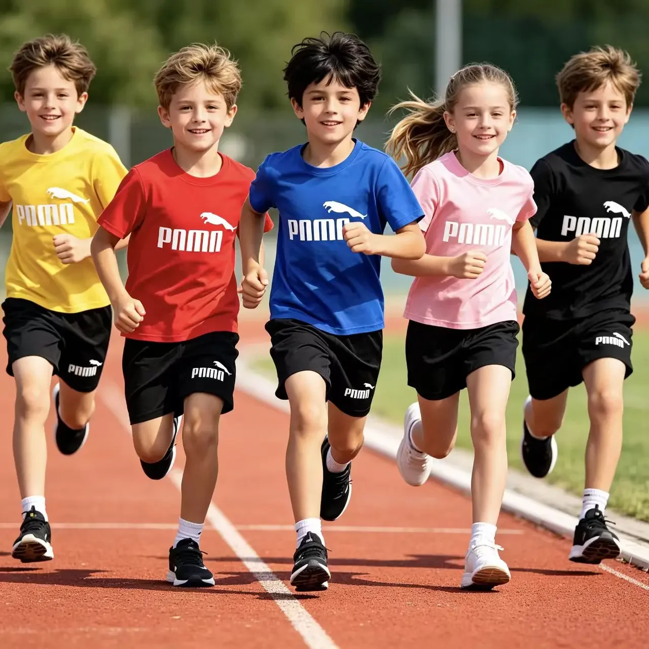 

Kids Trendy Simple Letter Print Summer Fashion Breathable Tees+Shorts 2pcs Sportsuits 3-13 Years Boys Girls Outfits Clothes Sets