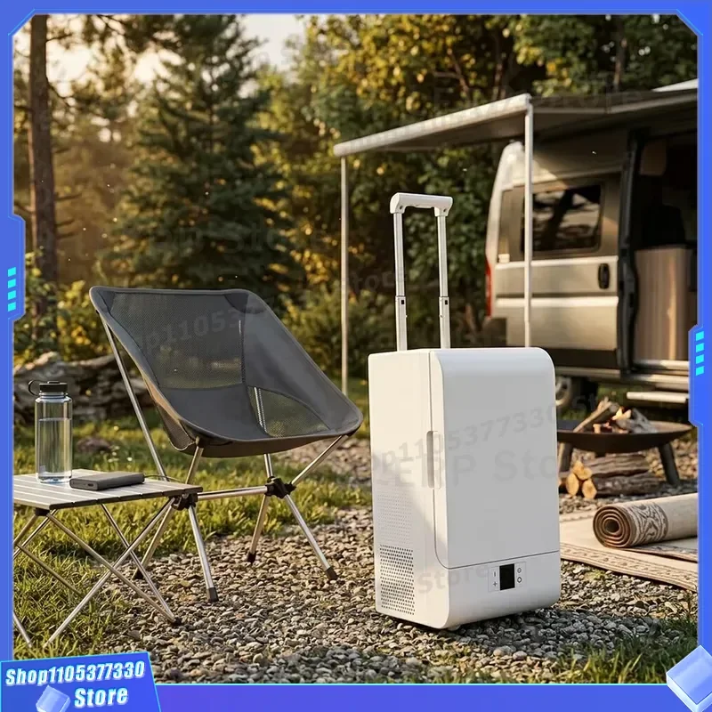 20L Portable Car Refrigerator Dual Zone Cooling 12V 24V DC 100V 240V AC Mini Fridge for Camping Travel Home Use App Control