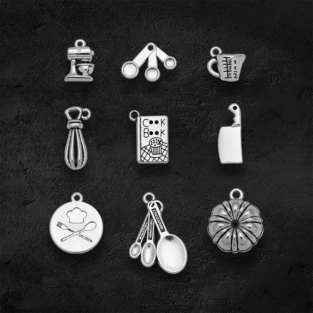 10-30pcs/lot Antique Cooking Spoon Fork Knife Measuring Cup Charms Baking Pendants Diy Jewelry Making Findings Craft Wholesale