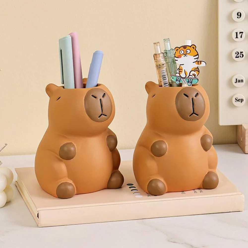 

Ornament Capybara Pen Holder Tabletop Storage Interesting Capybara Pencil Storage Box Cartoon Multi-functional