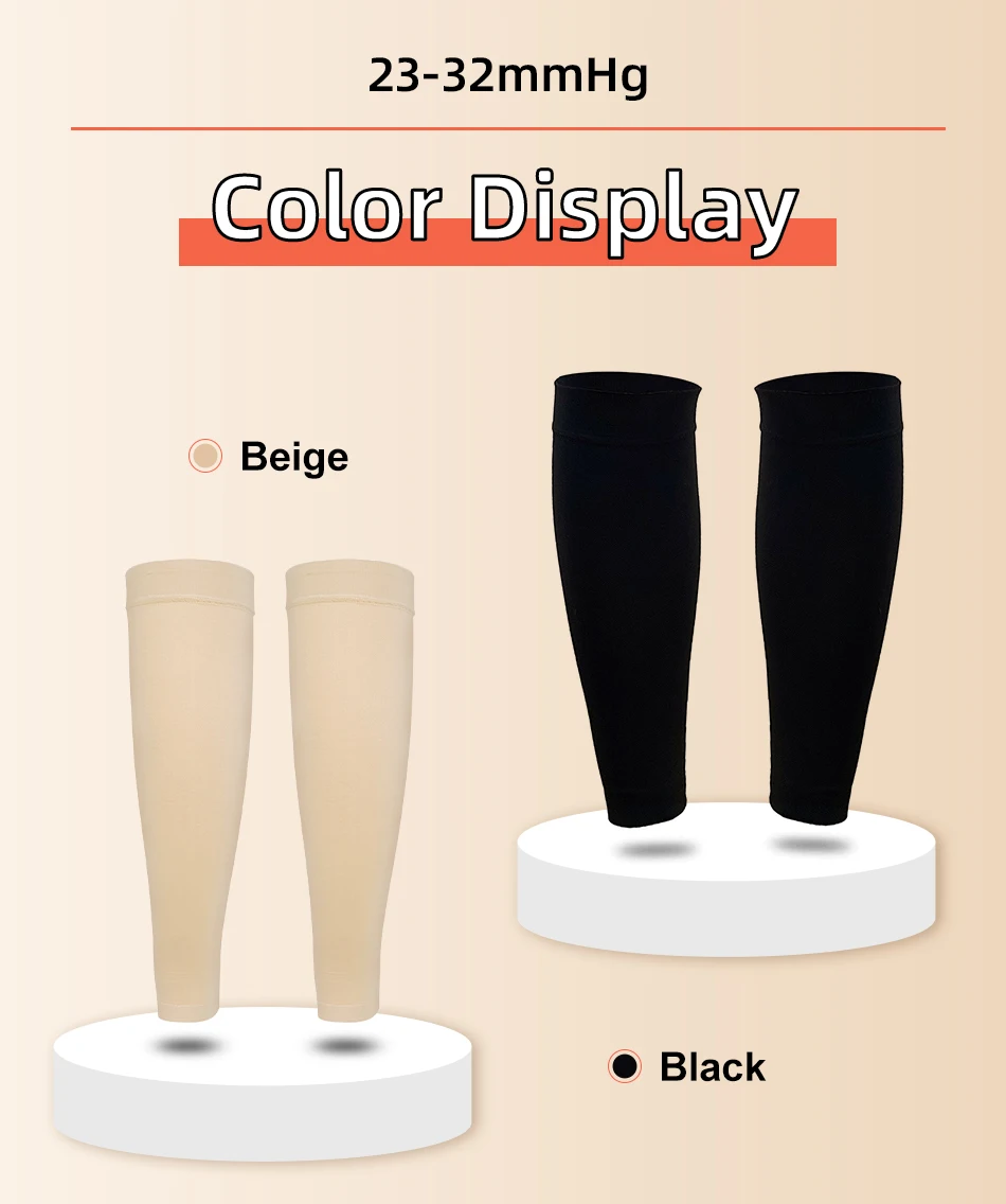 Legbeauty Plus Size Medizinische Kompressions-Wadensocke Unisex Sport-Wadenstützhülle Fußlos 23-32mmHg Krampfader-Strumpf – Detail 3