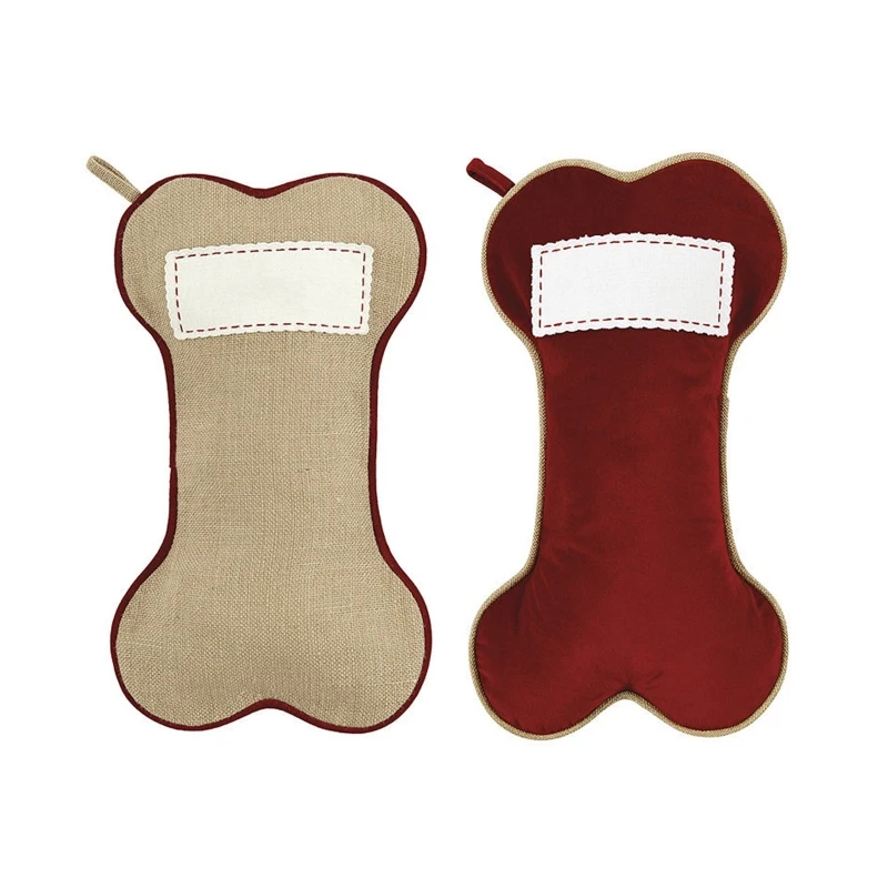 

Christmas Dog Bone Stocking Gift Bag Stockings Pendant Ornament for Xmas Tree Firplace Family Decor Supplies