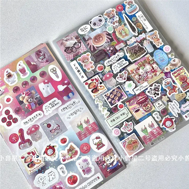 42 Sheets No-Repeat Kawaii Sanrio Rilakkuma Cute Cartoon Cut Film Sticker Double Transparent Hand Account Sticker Girl Gift Toys