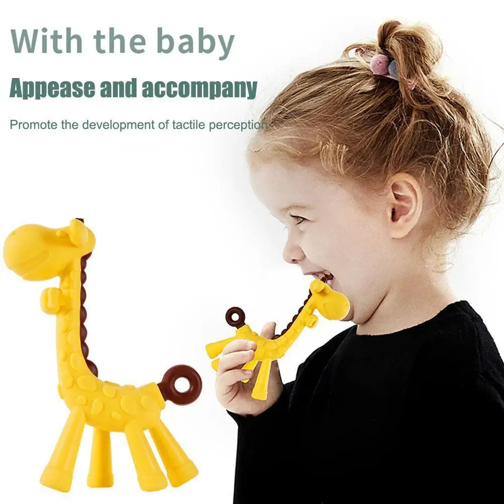 

Food Grade Silicone Children's Teething Stick Toys Toys Silicone Teether Giraffe B3q1