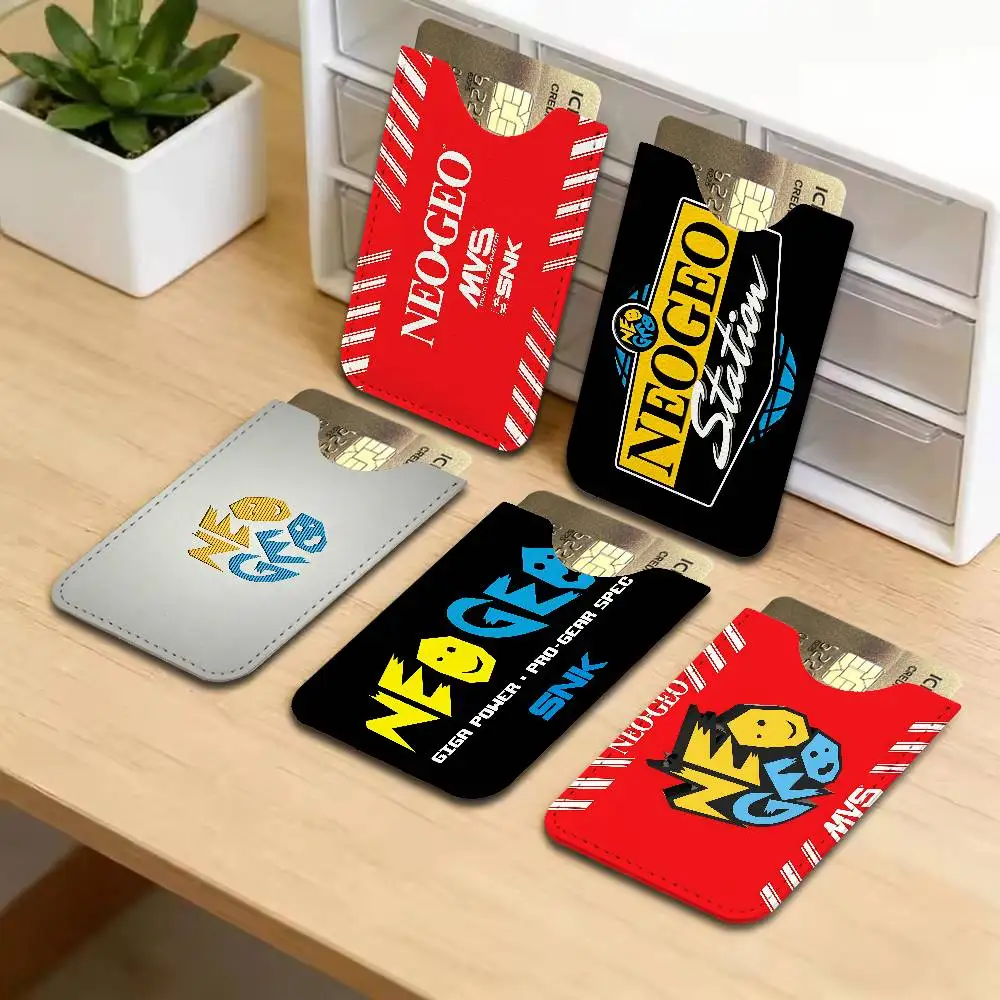 S-SNK N-Neogeo Neo Geo Universal PU Leather Slim Card Wallet, ID Credit Card Organizer, Compact Portable Holder for Outdoor