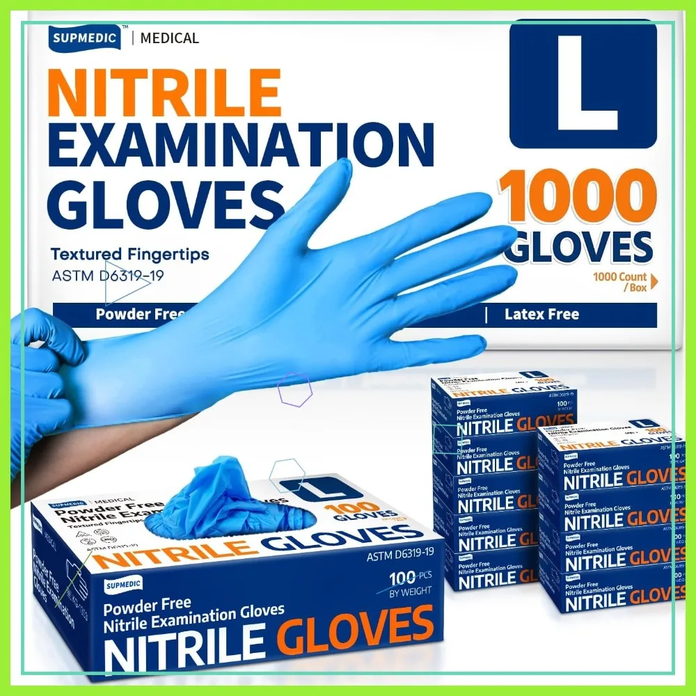 

Нитриловые смотровые перчатки, 1000 шт., без латекса, без пудры, безопасные для пищевых продуктов, одноразовые, синие, для приготовления пищи и уборки