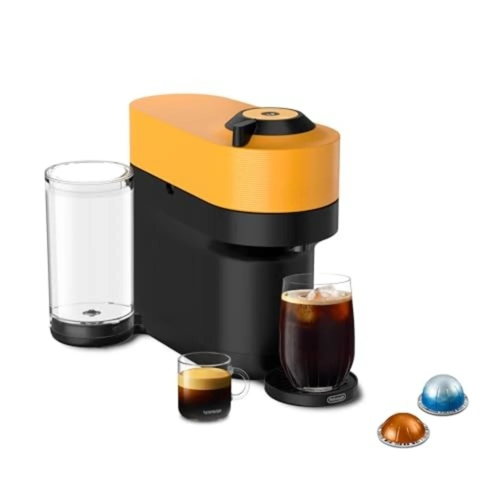 

Кофемашина Nespresso Vertuo Pop+ и эспрессо от De'Longhi, манго желтого цвета