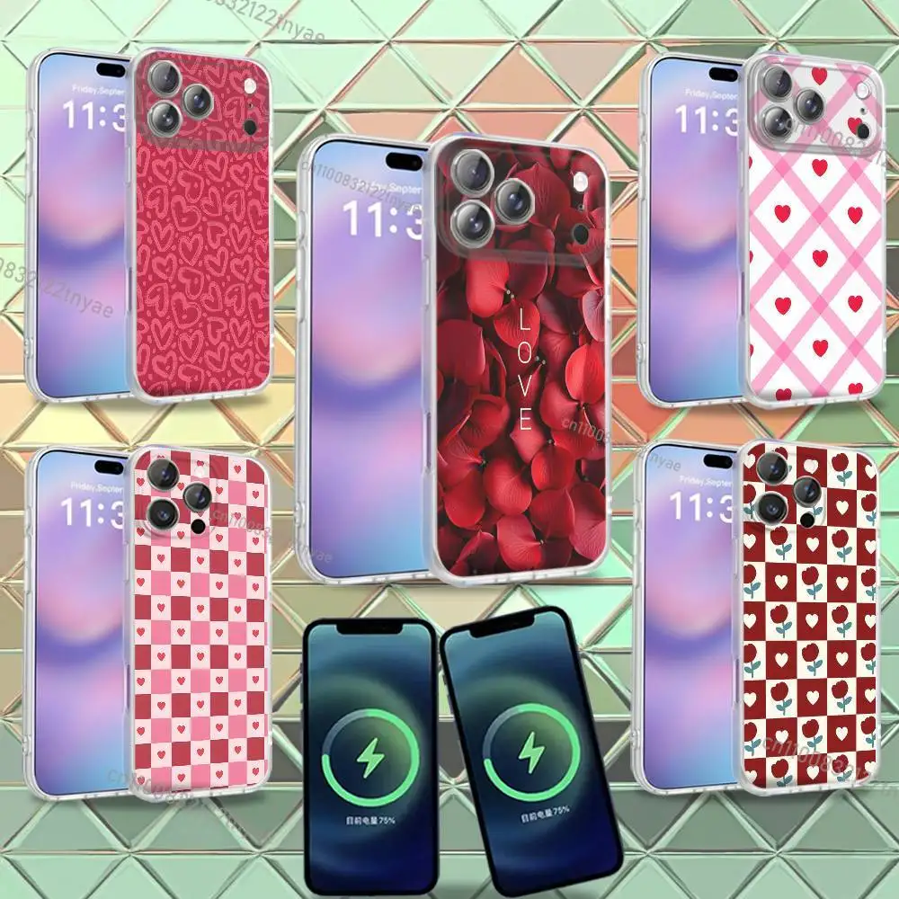 

Cute Love Heart For iPhone 17,12,11,14,13,15,16,Plus,Air,Pro,Max,E,Mini for Magsafe Magnetic Frosted Phone Case