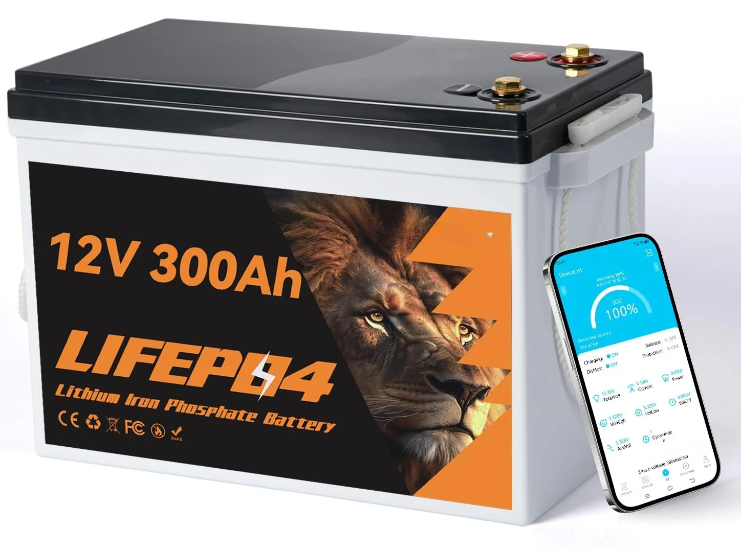 

Литиевая батарея LiFePO4 12В 300Ач, перезаряжаемая морская батарея 200А BMS 3840Вт, аккумулятор глубокого разряда 8000+ циклов для автофургонов, на заказ