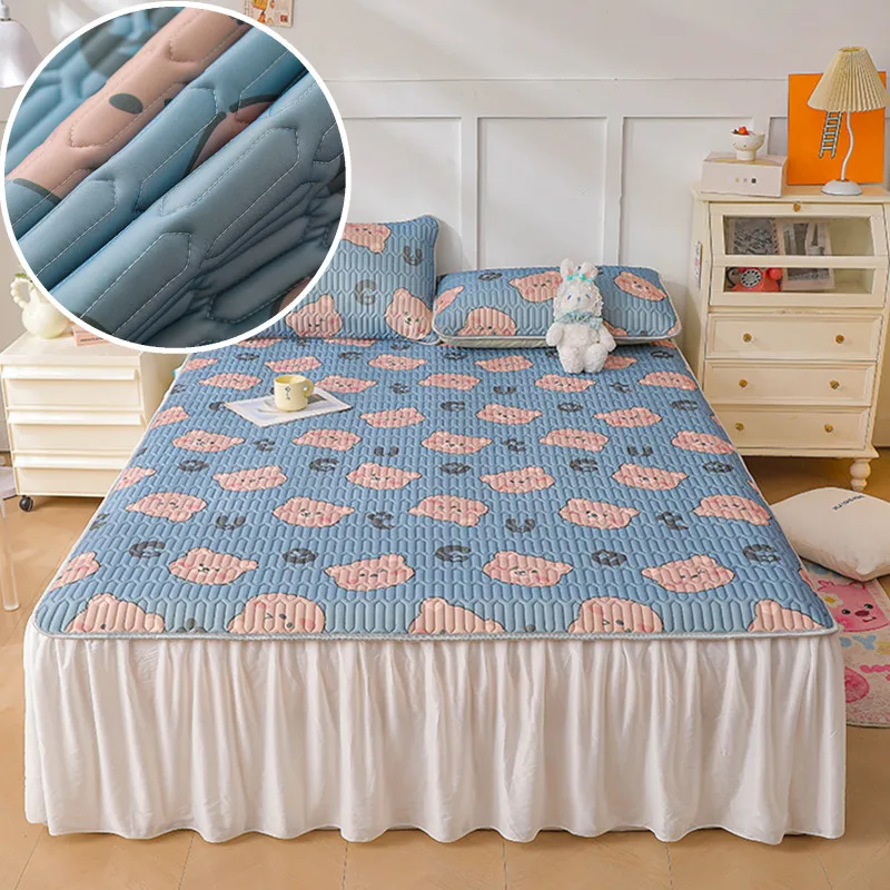 

Summer Bed Skirt Cartoon Style Bed Cover Cool Top Mattress Protector Skin-friendly Bed Linen 침대스커트 (Pillowcase Need Order)