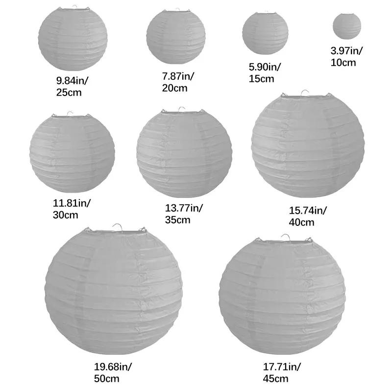 12PCS White Paper Lanterns Hanging Round Paper Lanterns Decoration Chinese Lanterns for Celebration Party(10cm,20cm,30cm)