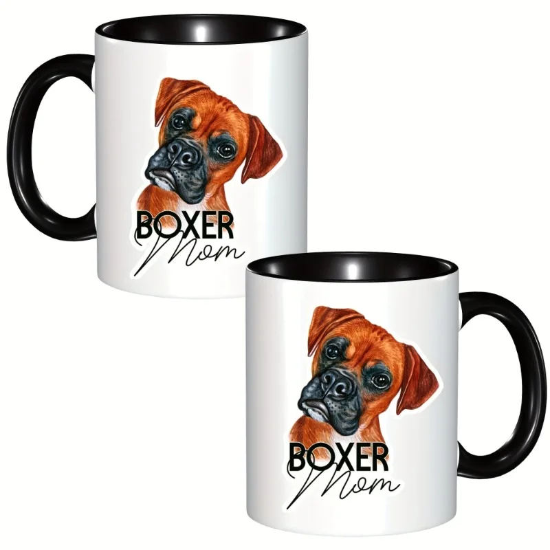 

1pc Boxer Dog Mom Mug 11oz Ceramic Coffee Cup Creative Novelty Drinking Bottle Send Lovers Friend Family Dog Lover Birthday Gift