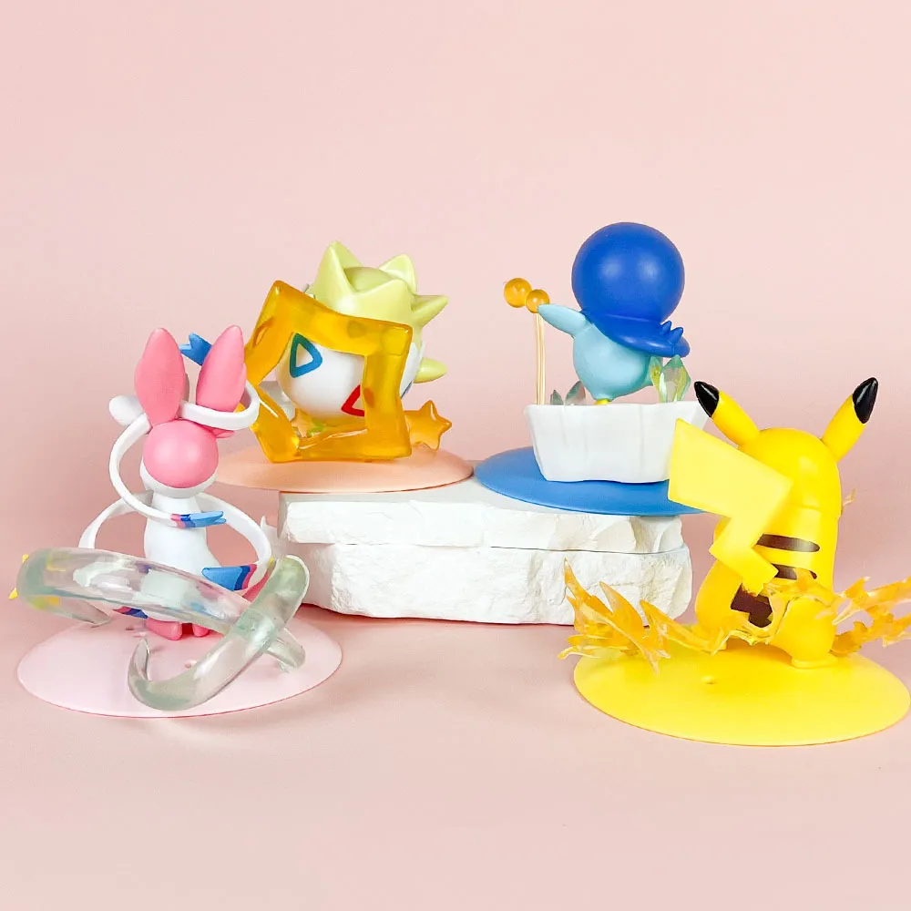 流行のポケモン特殊効果フィギュア - ピカチュウ、トゲキス、クレフェアリー、ゼニガメ アニメコレクタブルモデルデコレーション