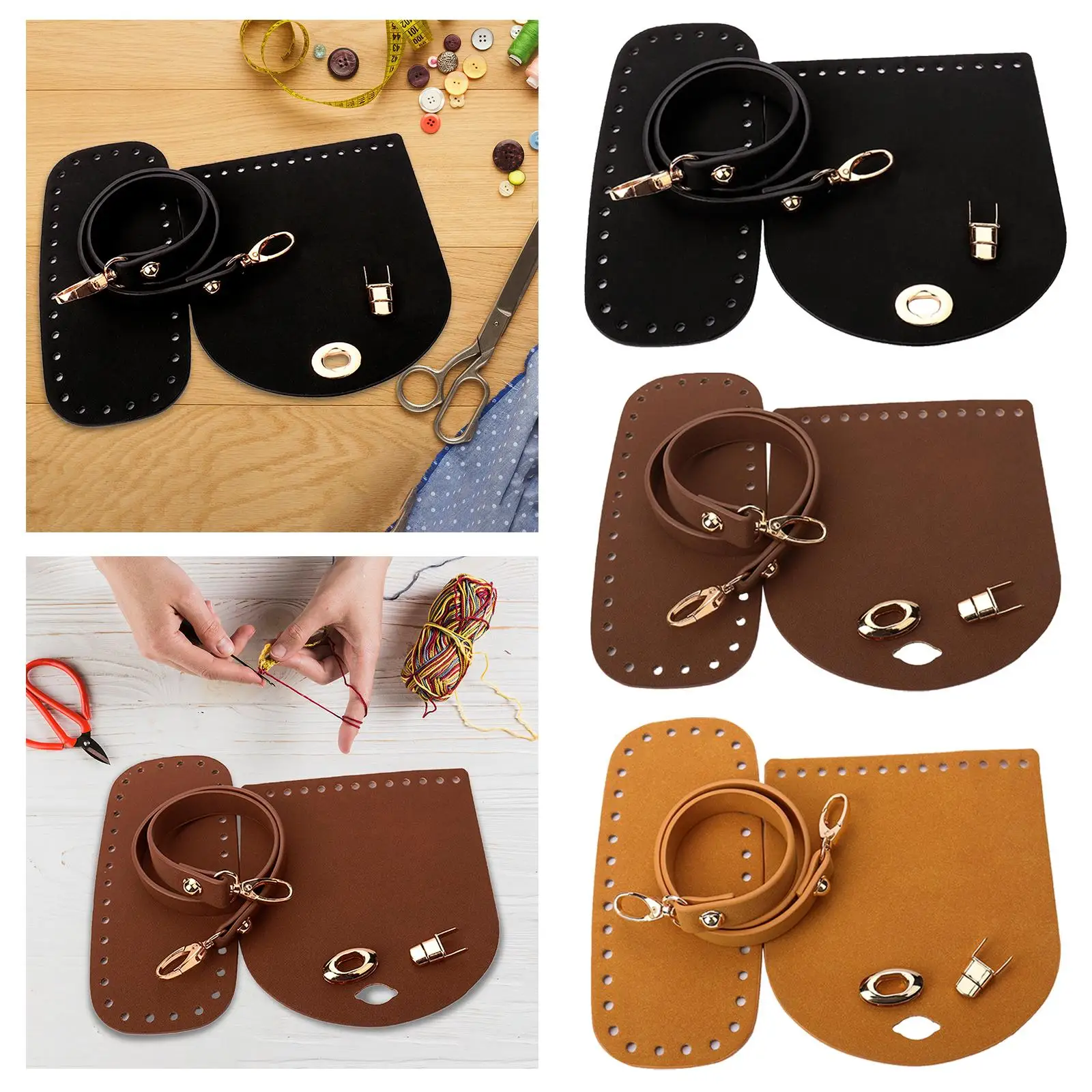 PU Leather Art Craft Flap Cover Bag Bottom Shaper Pad Knitting Crochet Pouch DIY Accessory for Handbag Purse Making Shoulder Bag