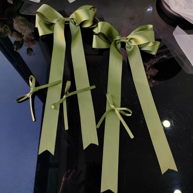 

1set Lovely Hair Pin Ribbon Bowknot Spring Hairpin for Girl Proms Party Wear 15UB