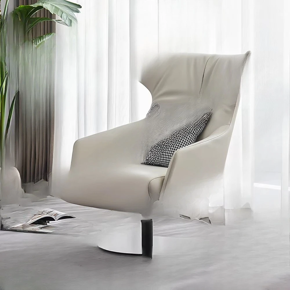 كرسي بذراعين من الجلد أريكة واحدة لغرفة المعيشة على الطراز الحديث #6