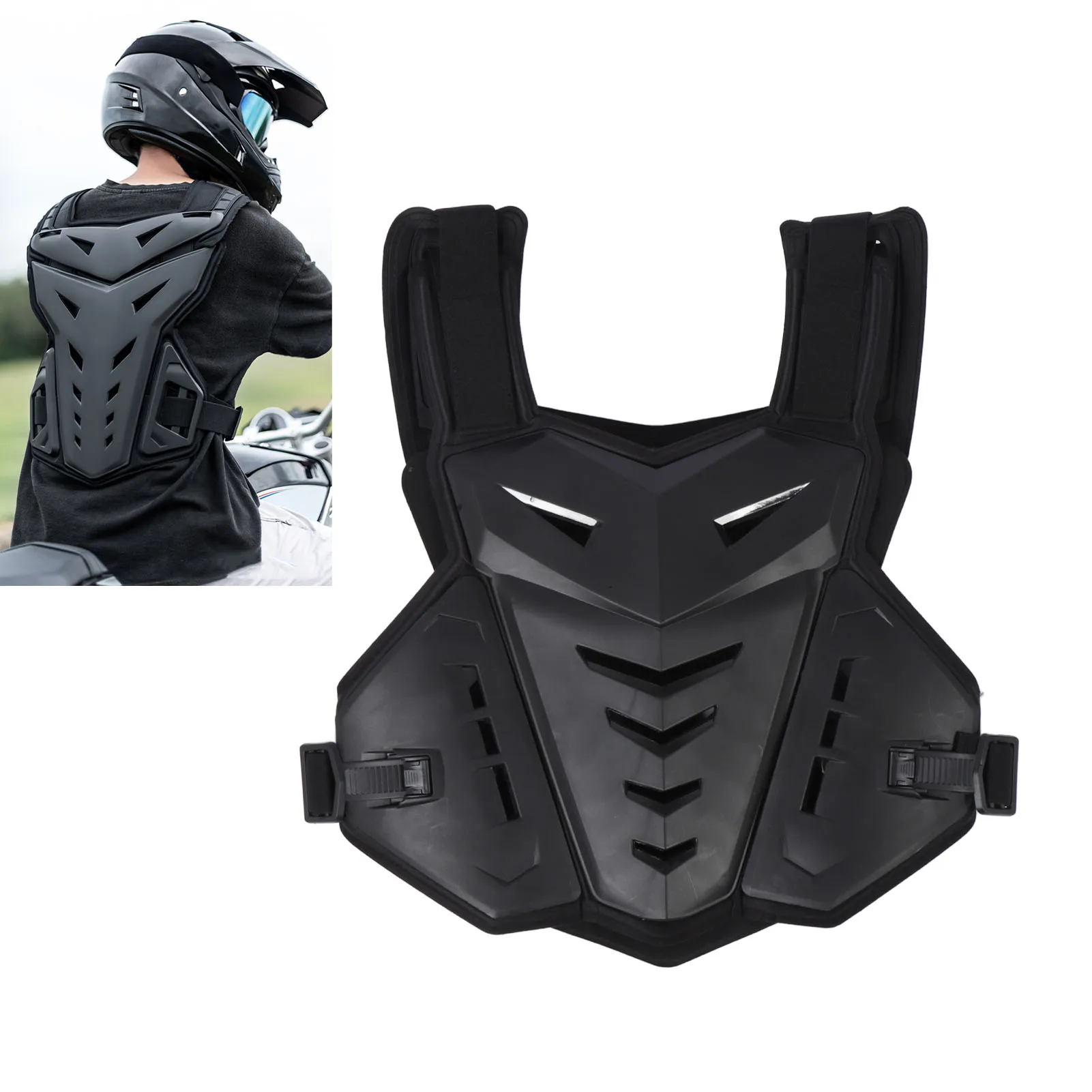 

Motorcycle Armor Vest Double Protection Lightweight Adjustable Size PE Shell Shock Absorbing Cotton Riding Back Chest Protector