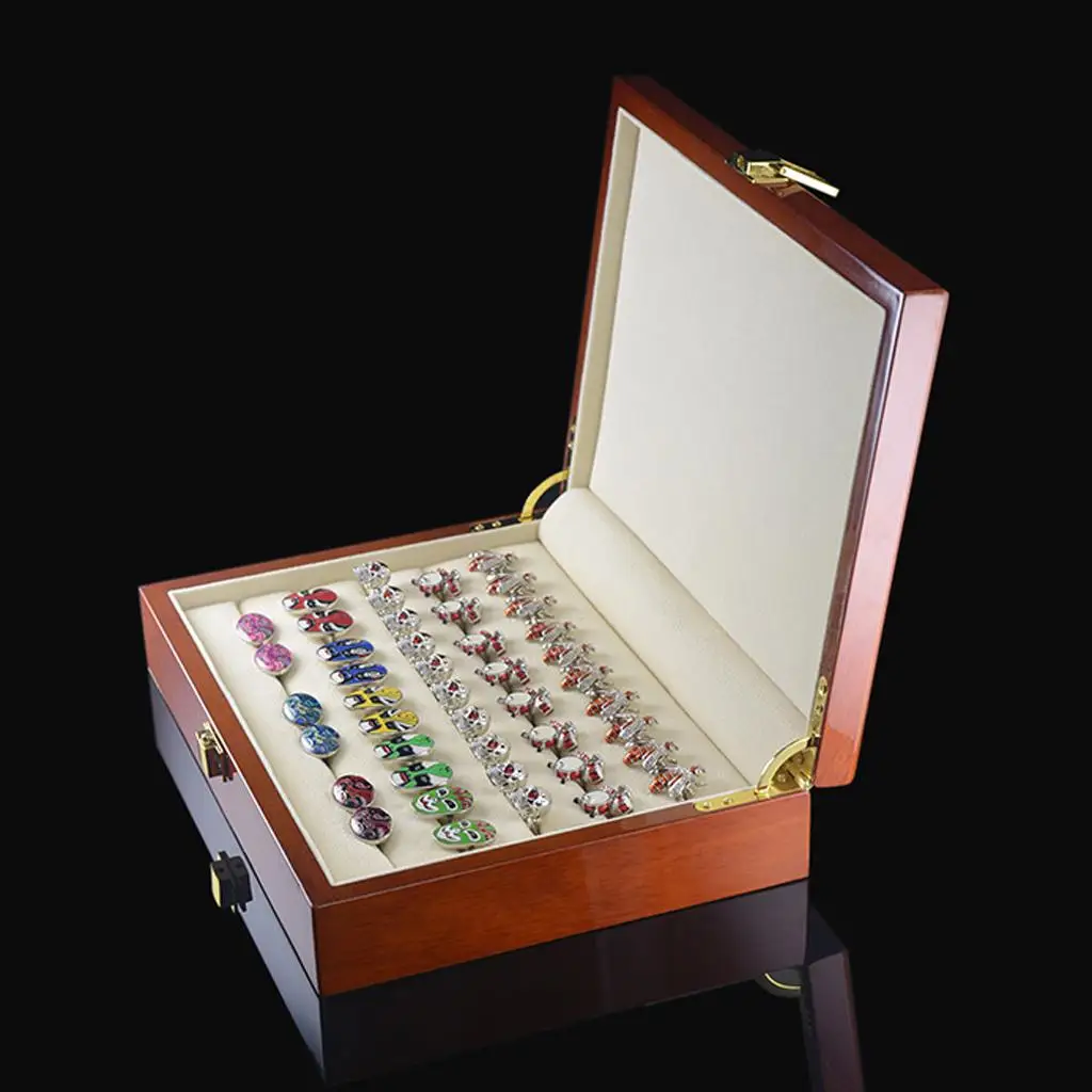 Retro Large Wood Earring Cufflink Jewelry Display Box Storage Organizers