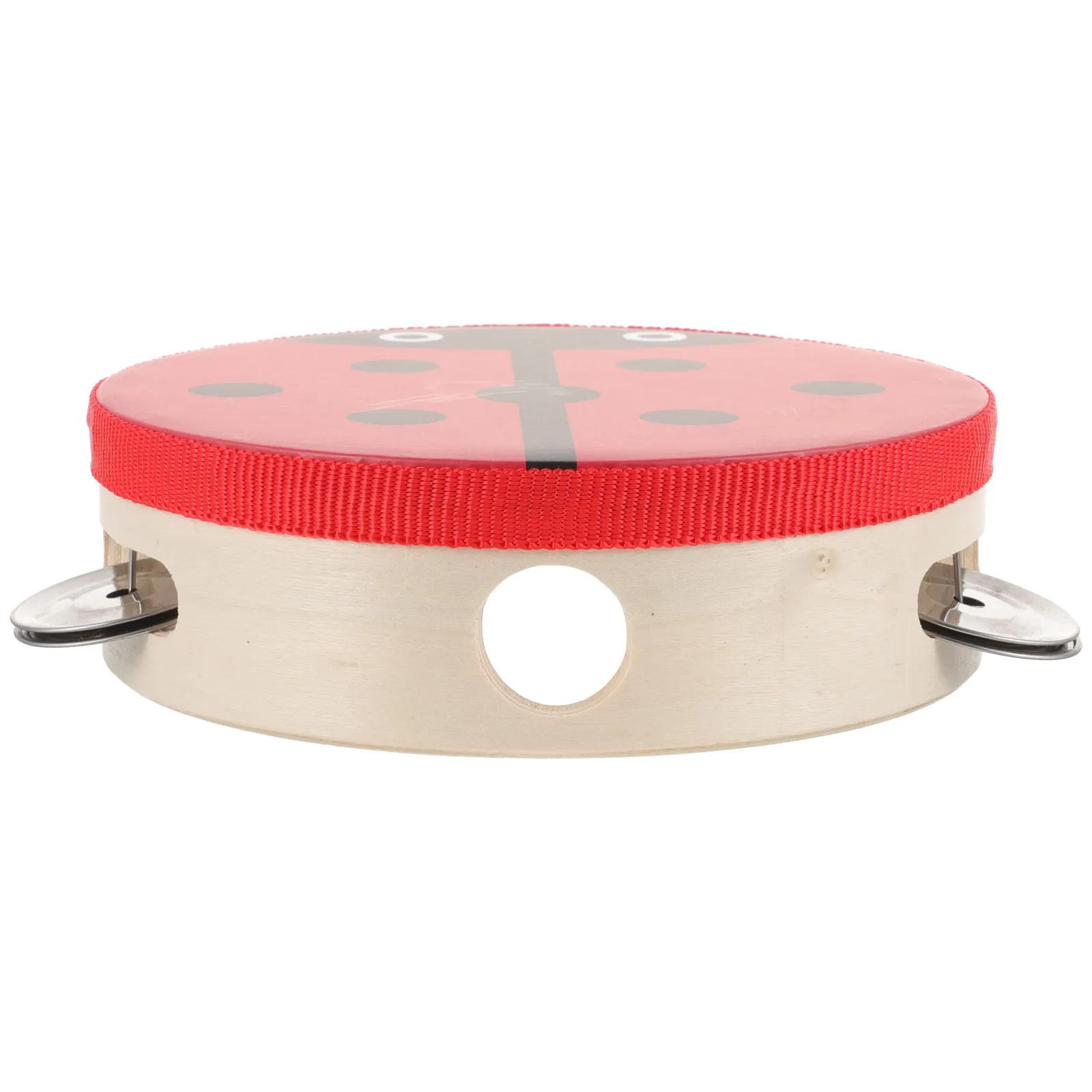 Hand Drum Bell Ladybug Pattern Cute Educational Percussion Musical Instrument for Early Learning Kindergarten Performance