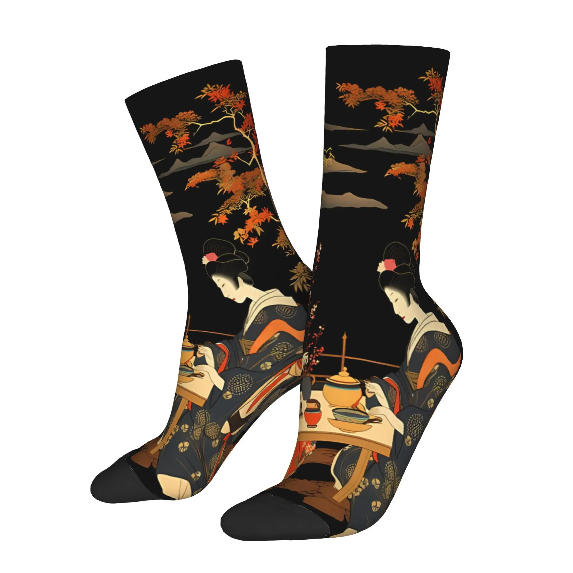 Calcetines tradicionales japoneses para hombre y mujer, medias de primavera estampadas