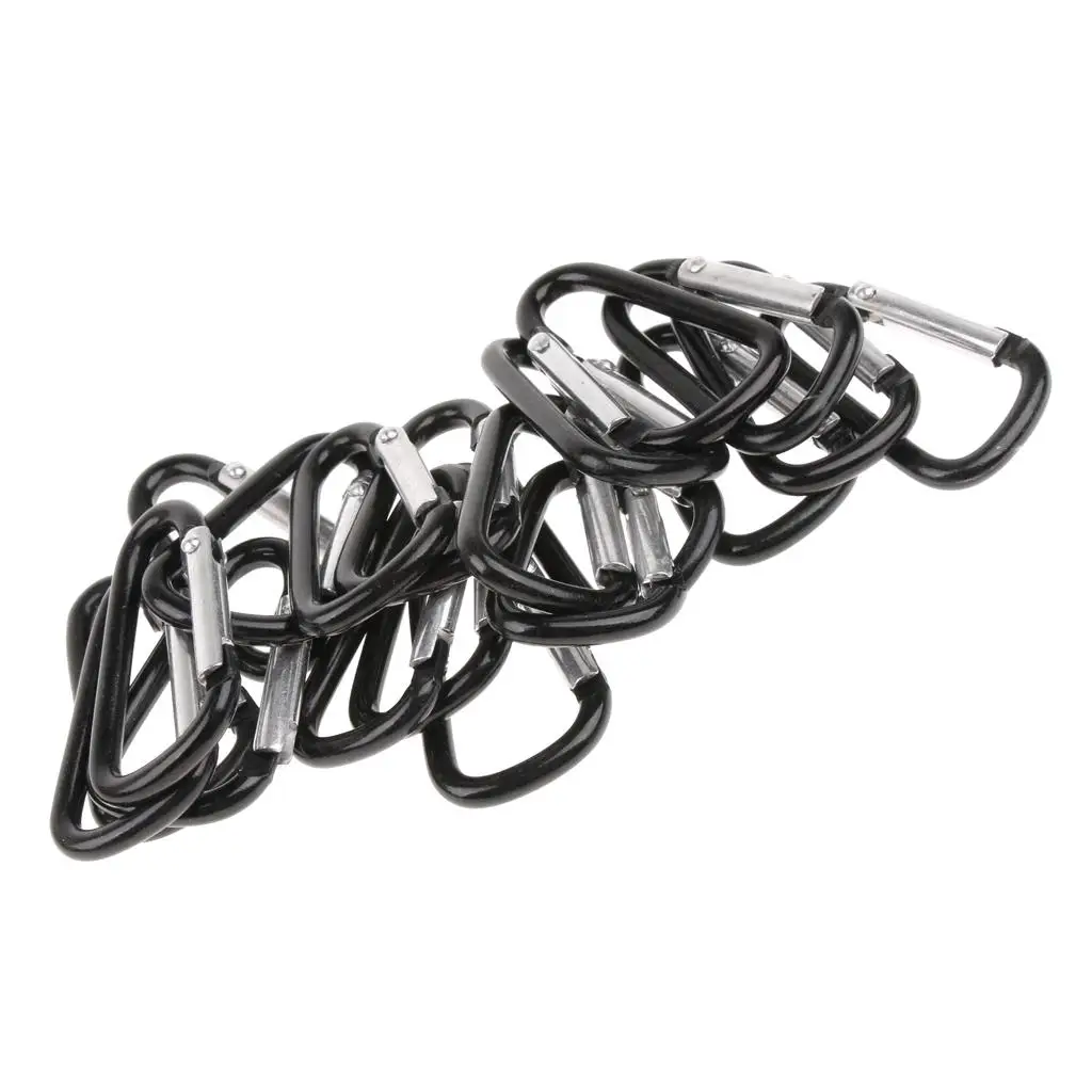 20pcs Aluminum Alloy D Shape Carabiner Buckle Outdoor Hanging Keyring Clip for Camping Backpack Rope Connection
