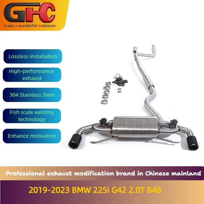 

Applicable to the 2019-2023 BMW 225i G42 2.0T B48 SUS304 Sports Mid Rear Catback Valvetronic Exhaust with Mufflers