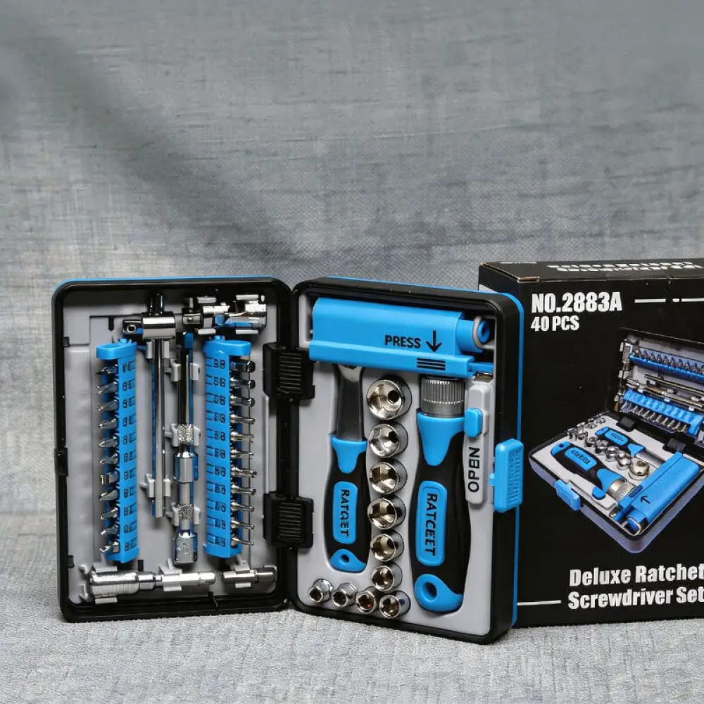 Ergonomic Ratchet Screwdriver Set Multifunctional Hand Tools Chrome Vanadium Bits For Daily Household Maintenance