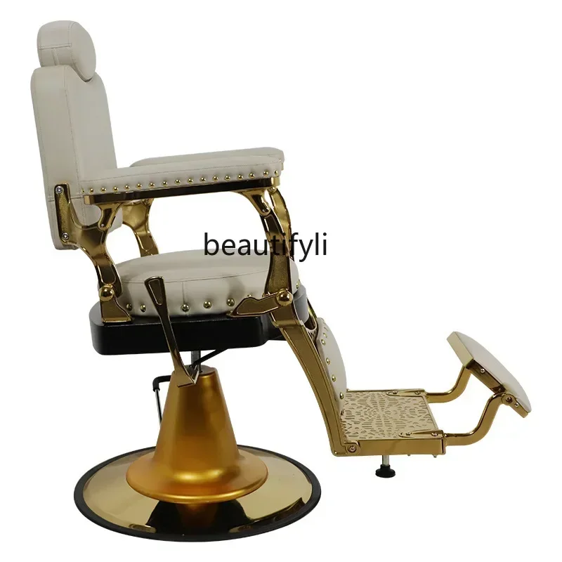 

Retro men's oil head chair can be reclined, haircut, beauty salon chair, lifting large chassis