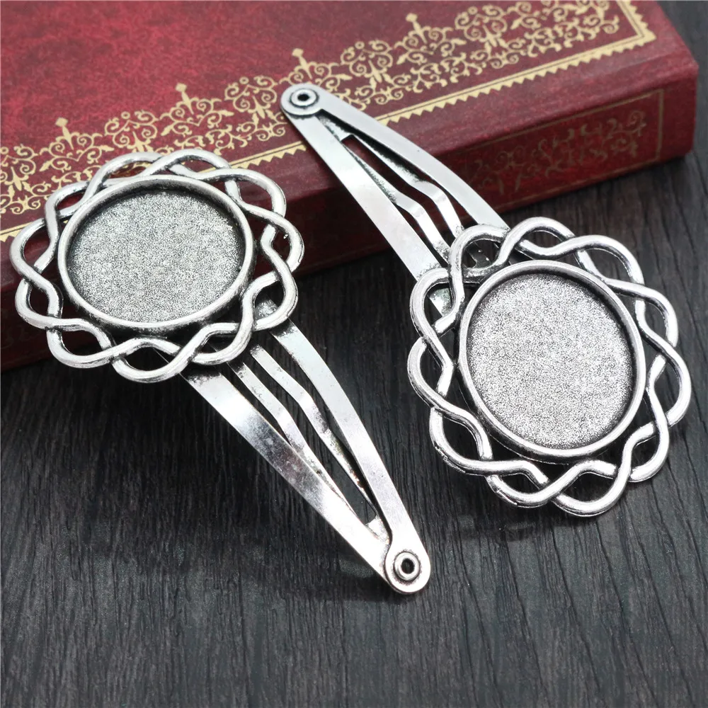 16mm 18mm 20mm okrągłe owalne 18x25mm Antique Silver Plated brąz miedź materiał spinka do włosów klipy baza ustawienia Cabochon Cameo — zdjęcie 5