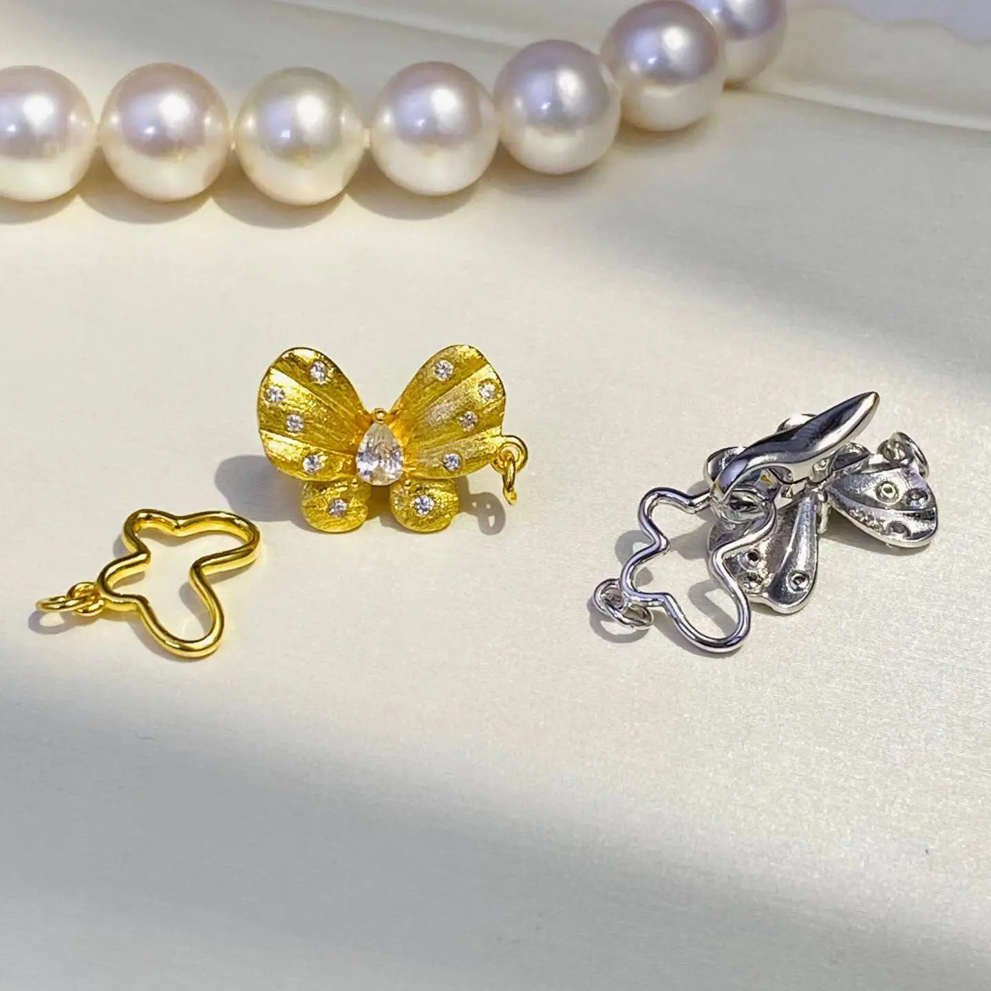 Wholesale DIY Butterfly S925 Sterling Silver Clasp Necklace Bracelet Clasp Hook Accessories for 5-9mm Pearls 5pcs/lot