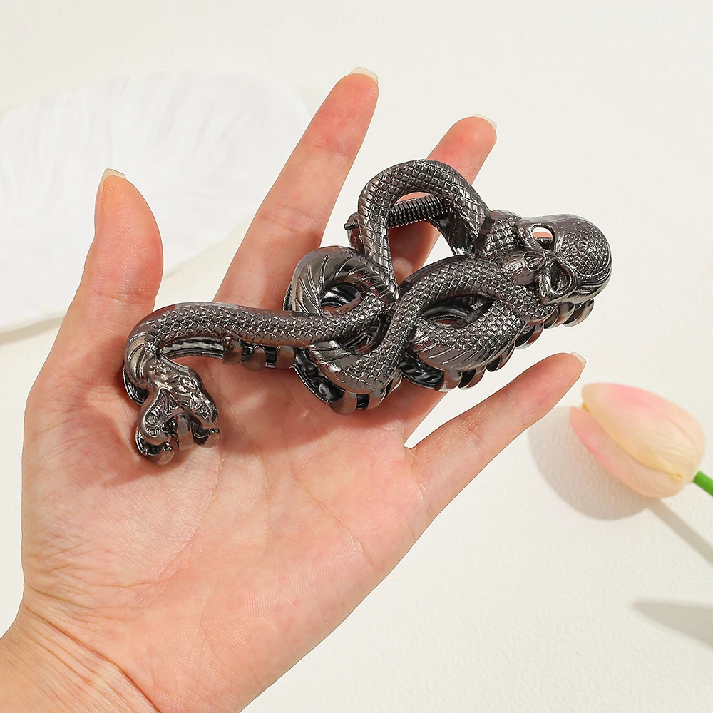 مشبك شعر أنيق على شكل هيكل عظمي، إكسسوارات شعر مزخرفة عصرية، مقابض شعر يومية عملية #4