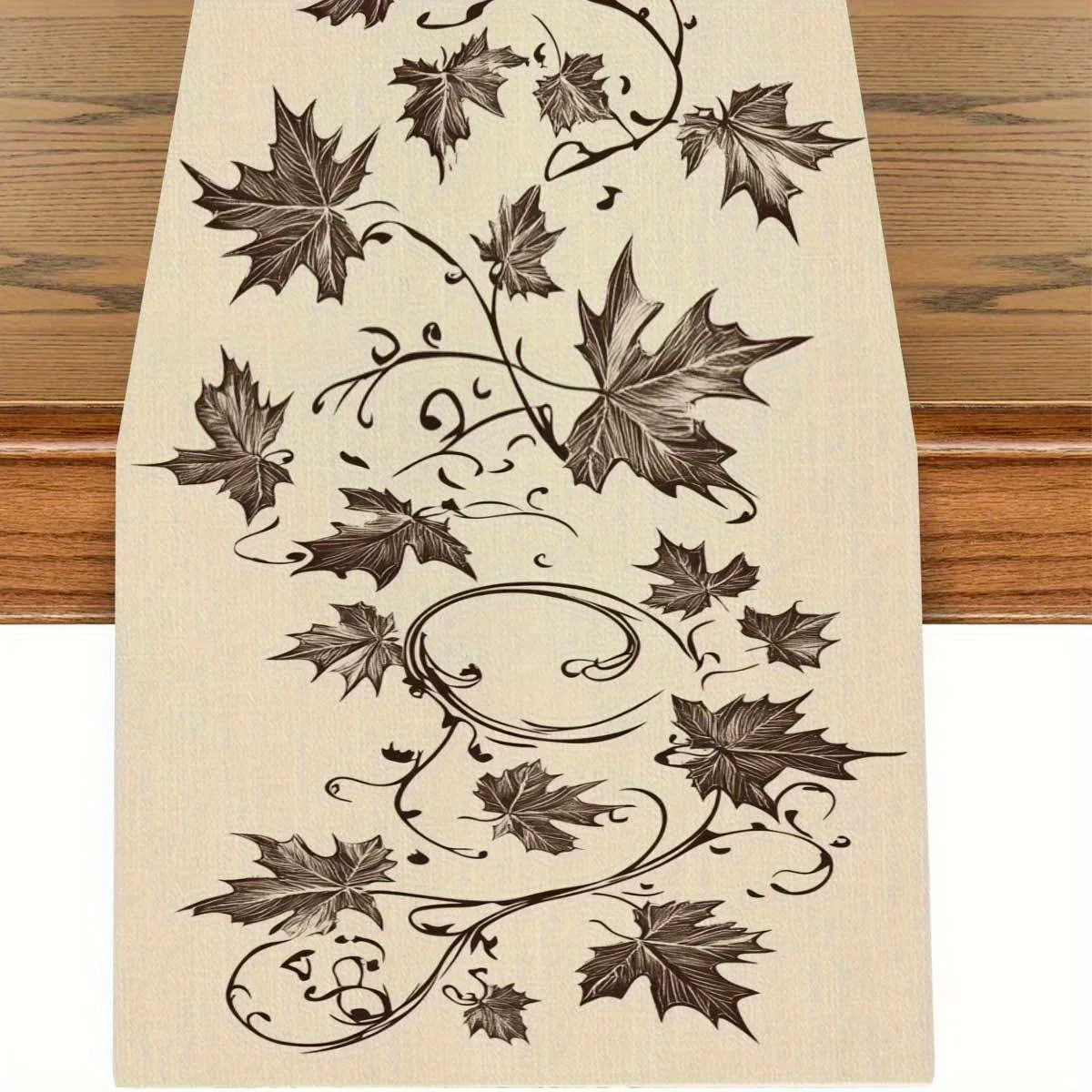 

Цельная дорожка для стола из кленового листа на осень, украшение для дома в естественном стиле, элегантный дизайн из виноградной лозы, подходит для ресторанов,